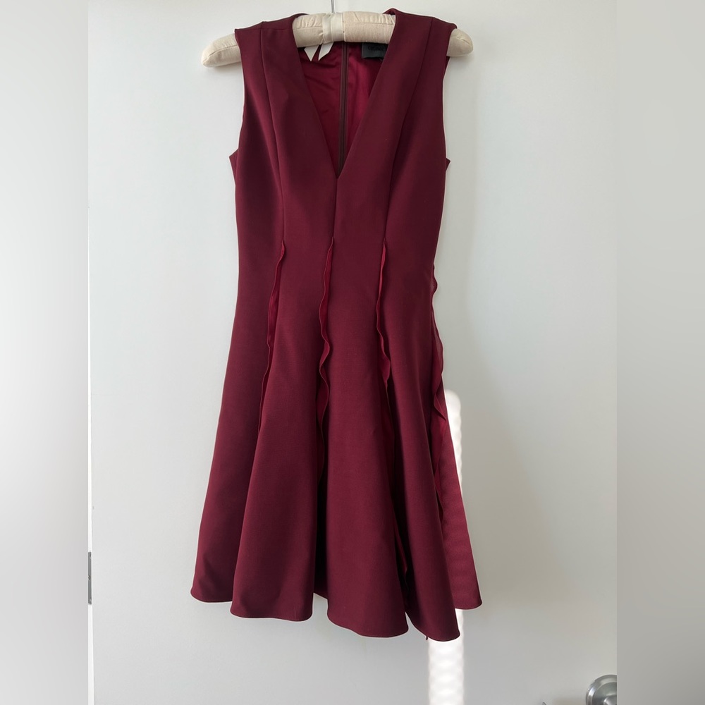 Cushne et Ochs burgundy fit and flare mini dress